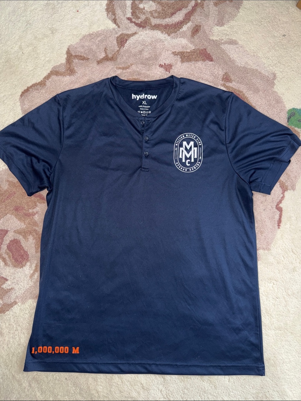 Hydrow Million Meter Club Men's Navy Performance Henley Shirt
